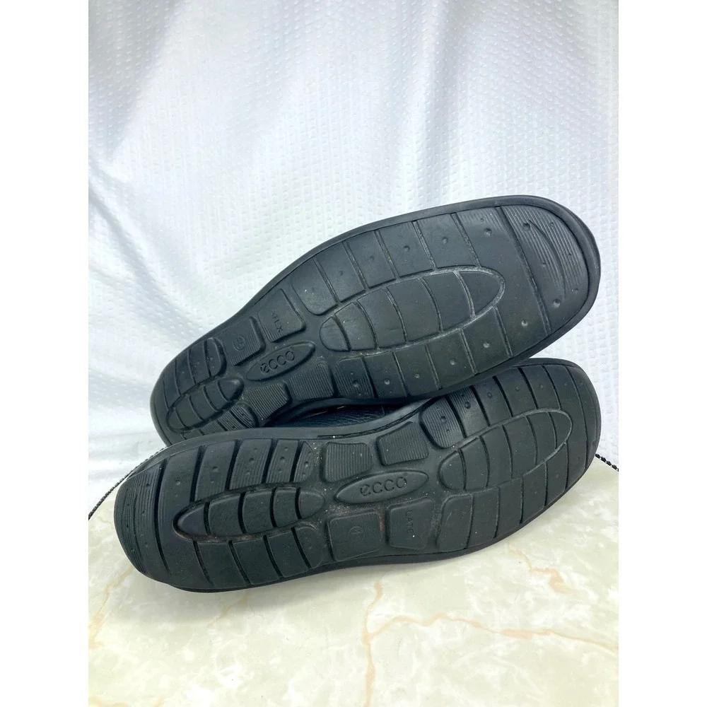 ECCO Leather Slip On Driving Loafers Mens 11-11.5 Black Classic Business Shoes